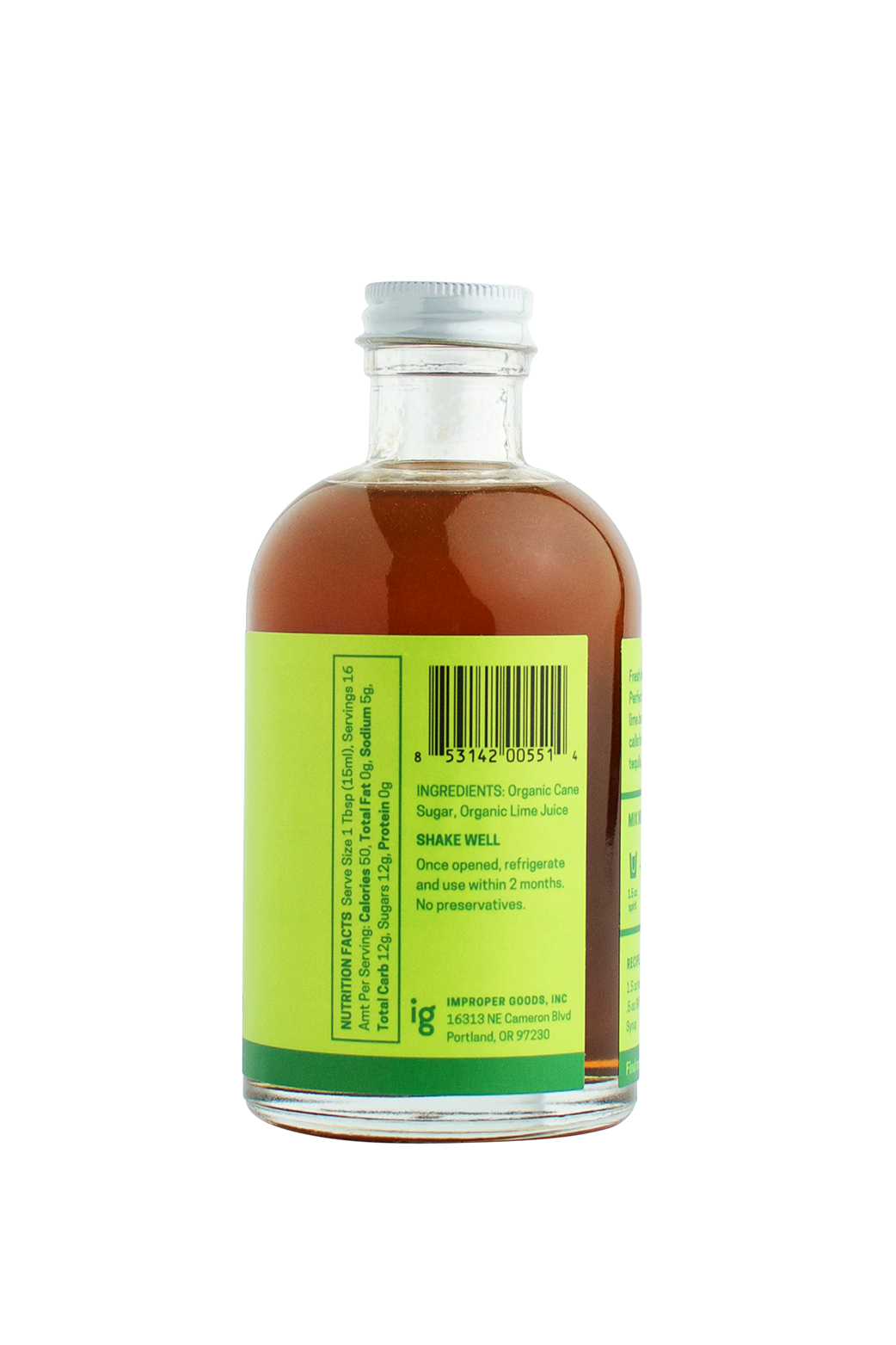 RAFT Lime Syrup - Improper Goods, LLC